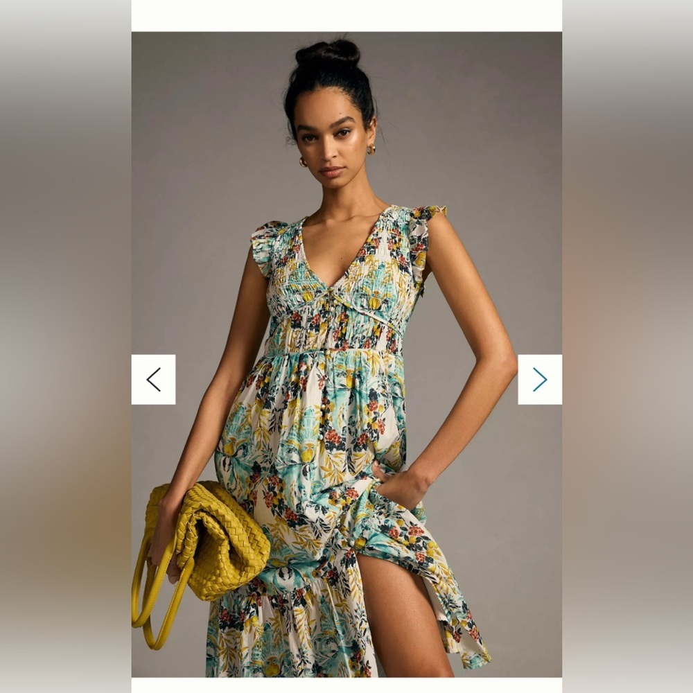 Anthropologie The Peregrine Midi Dress Smocked , size Small - Picture 5 of 13